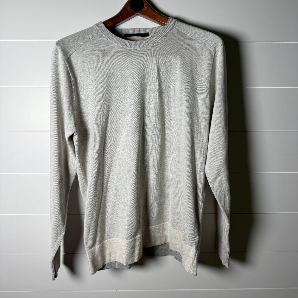 Raffi Pullover Large 100% Cotton Sweater with Elbow Patches, Oatmeal